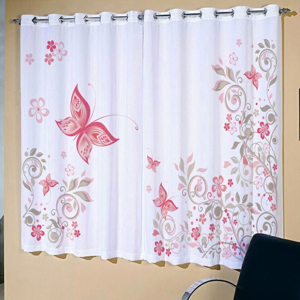 Cortina Corta Luz 2 80m X 1 60m Para Var O Simples Estampa Borboleta Cortina Corta Luz 2 80m X 1 60m Para Var O Simples Estampa Borboleta