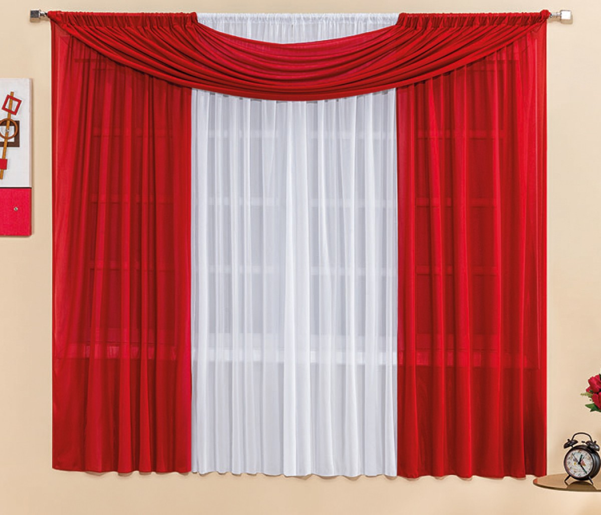 Cortina Vermelha Branca Para Var O Simples 3 00m X 2 50m Manu Loja Cortina Vermelha Branca Para Var O Simples 3 00m X 2 50m Manu Loja
